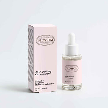 Blossom AHA Peeling Concentrate for deep exfoliation and skin clarity.