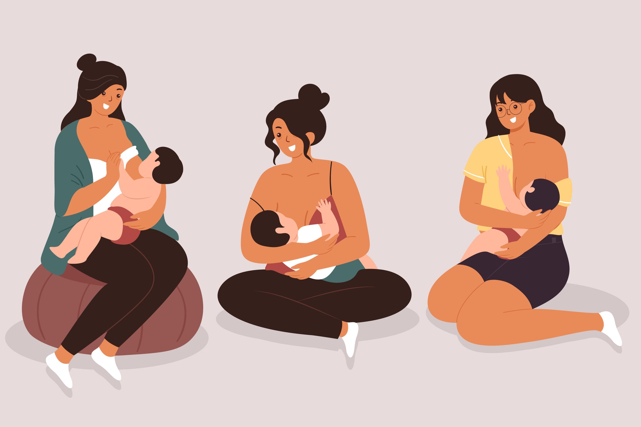 Mom gently breast feeding her child