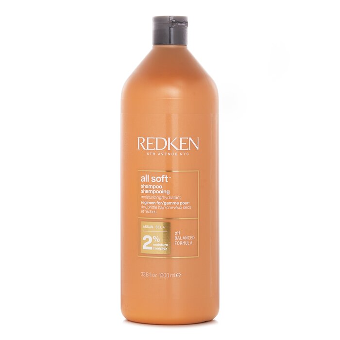 Dry hair shampoo - Redken All Soft Shampoo (For Dry/ Brittle Hair) 1000ml/33.8oz for moisturizing and nourishment.
