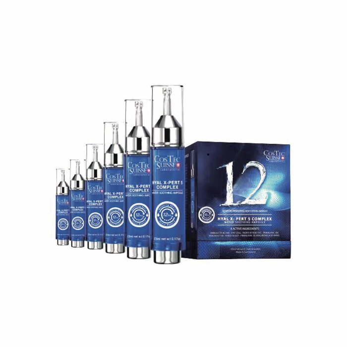 Costec Suisse Hyal X-Pert 5 Complex Water Soothing Serum Ampoule (Moisturising, Rejuvenating, Brightening) (e5ml Ampoule/6 Ampoules per Box) CT002 Fixed Size for skincare needs