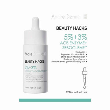 Andre Dermes Beauty Hacks 5 Percent ACB Enzyme Plus 3 Percent Seboclear Serum 30ml