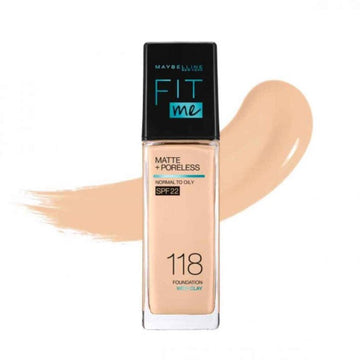 Maybelline New York Fit Me Matte Light Pore Matte Foundation SPF22, #118 Light Beige 30ml