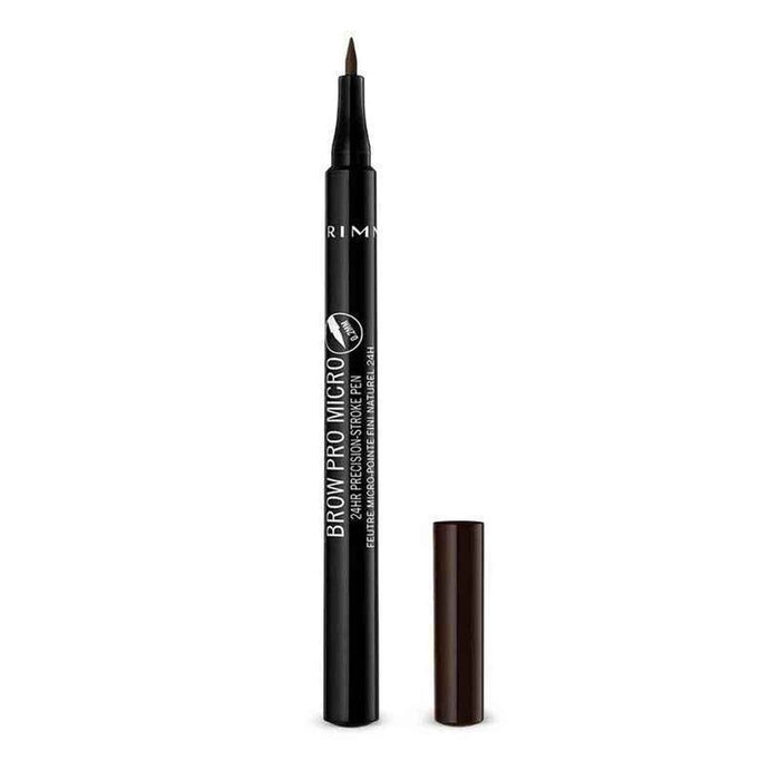 Rimmel London Brow Pro Micro 24HR Precision Stroke Pen, #004 Dark Brown 1ml eyebrow enhancer for defining eyebrows