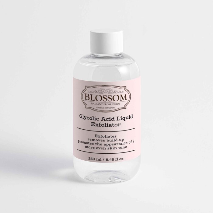 Blossom Glycolic Acid Liquid Exfoliator for smooth, radiant skin.