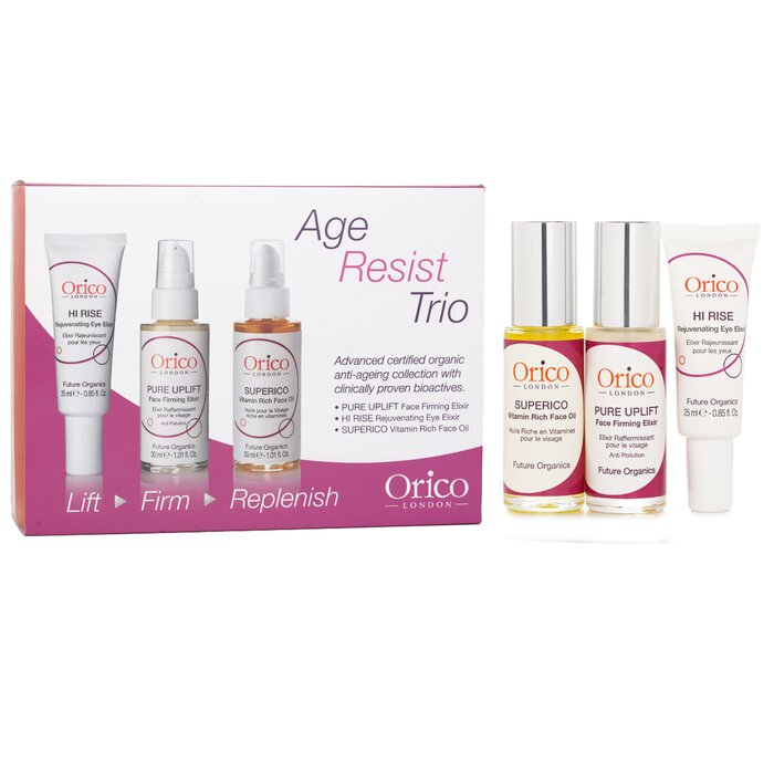Orico London Age Resist Trio – firming face oil & eye elixir