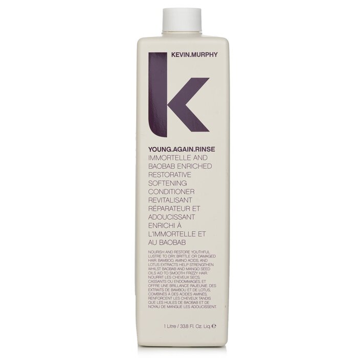 Kevin.Murphy Young.Again.Rinse (Immortelle and Baobab Infused Restorative Softening Conditioner - To Dry, Brittle or Damaged Hair) 1000ml/33.8oz hair conditioner for salon & home use