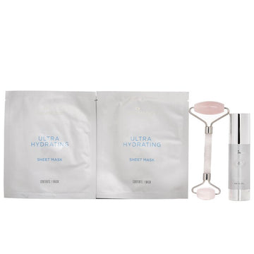 Skin Medica Radiance Infusion Ultra Hydrating Ritual Set: HA Rejuvenating Hydrator 28.4g + Ultra Hydrating Sheet Mask 2pcs + Rose Quartz Roller 4pcs