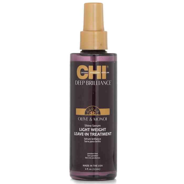 CHI Deep Brilliance Olive & Monoi Shine Serum Light Weight Leave-In Treatment 178ml/6oz - perfect for hair treatment at home