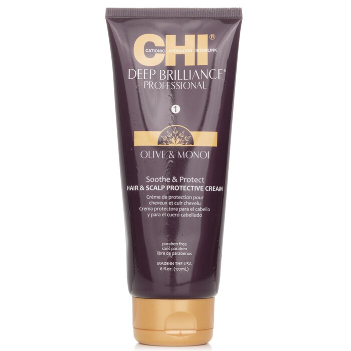 CHI Deep Brilliance Olive & Monoi Soothe & Protect Hair & Scalp Protective Cream 177ml/6oz - For styling your hair
