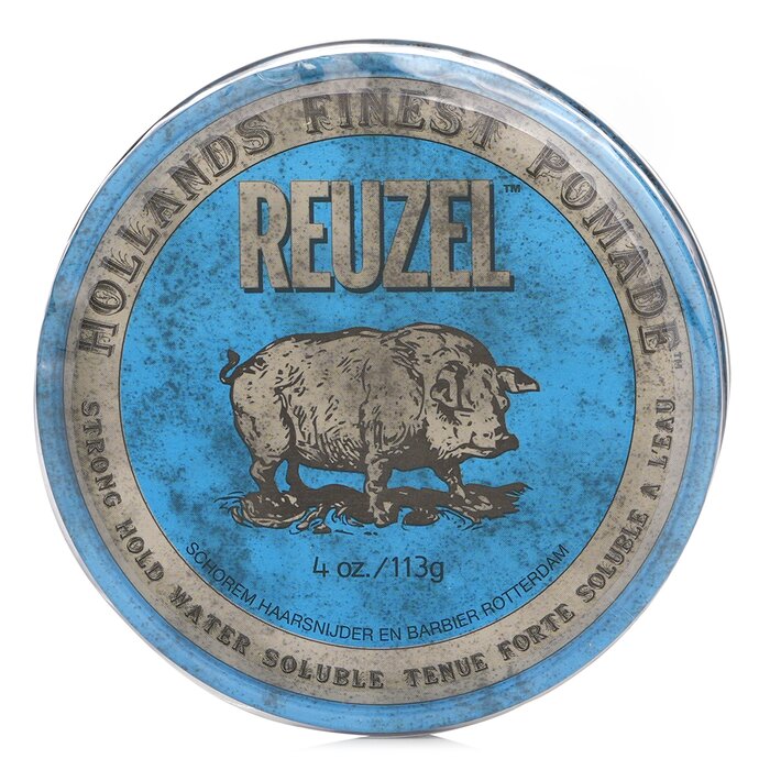 Reuzel Blue Pomade (Strong Hold, Water Soluble) 113g/4oz for personal or professional use.