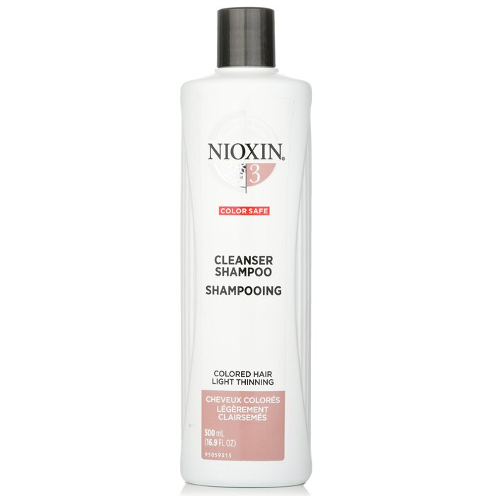 Nioxin Derma Purifying System 3 Cleanser Shampoo (Colored Hair, Light Thinning, Color Safe) 500ml/16.9oz Shampoo for daily use in hair care.