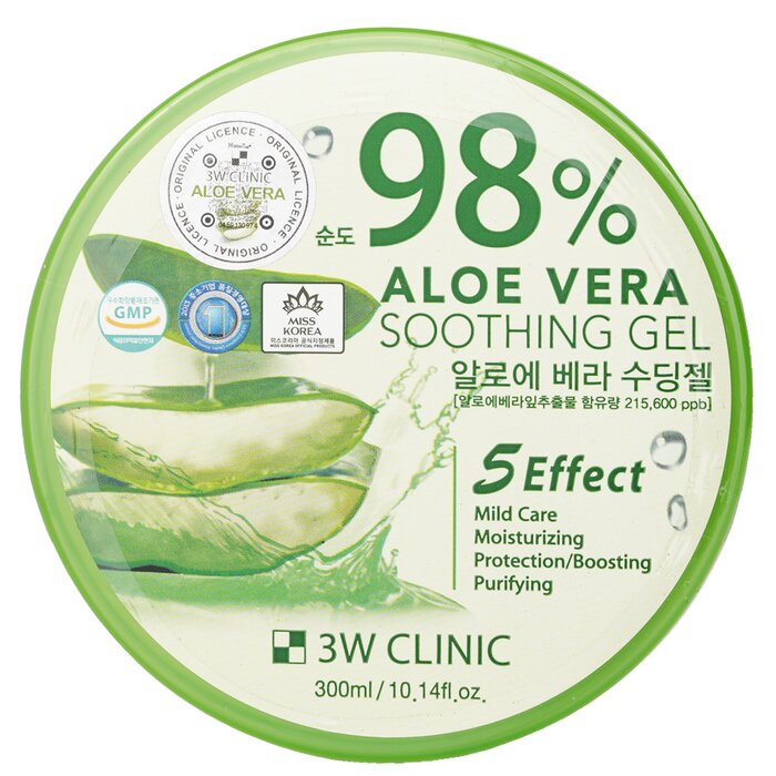 3W Clinic 98% Aloe Vera Soothing Gel 300ml/10.14oz for skincare needs