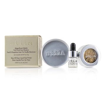Stila Magnificent Metals Foil Finish Eye Shadow With Mini Stay All Day Liquid Eye Primer, Gilded Gold 2pcs