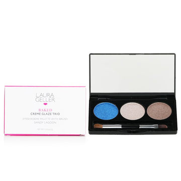 Laura Geller Baked Cream Glaze Trio Eyshadow Palette With Brush, Sandy Lagoon 3g/0.1oz