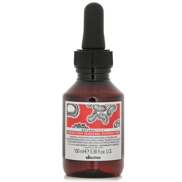 Davines Natural Tech Energizing Seasonal Superactive Seasonal Lotion (For Scalp and Fragile, Thinning Hair) 100ml/3.38oz - perfect for hair treatment at home