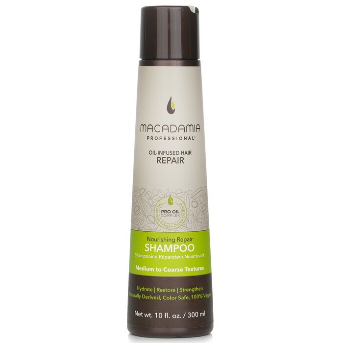 Macadamia shampoo for hair care.