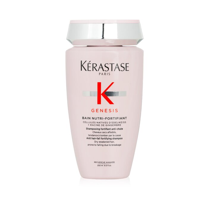 Dry hair shampoo - Kerastase Genesis Bain Nutri-Fortifiant Anti Hair-Fall Fortifying Shampoo (Dry Weakened Hair, Prone To Falling Due To Breakage) 250ml/8.5oz for moisturizing and nourishment.