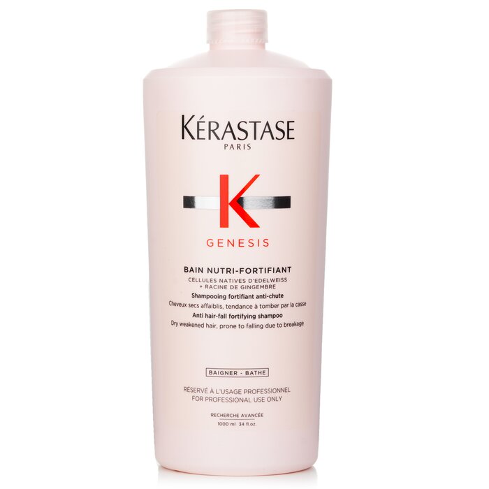 Dry hair shampoo - Kerastase Genesis Bain Nutri-Fortifiant Anti Hair-Fall Fortifying Shampoo (Dry Weakened Hair, Prone To Falling Due To Breakage) 1000ml/34oz for moisturizing and nourishment.