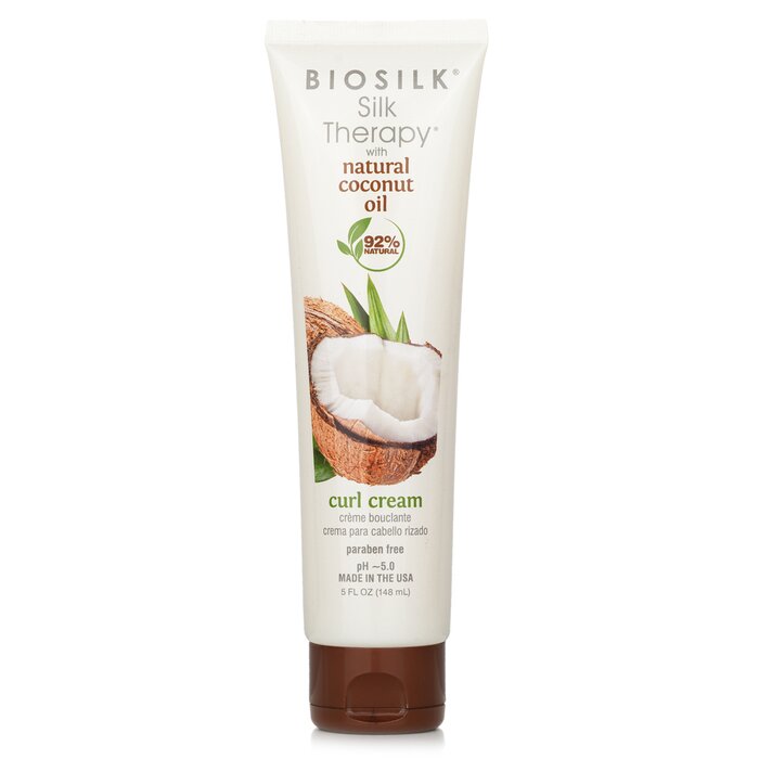 BioSilk Silk Therapy with Coconut Oil Curl Cream 148ml/5oz - perfect for hair treatment at home