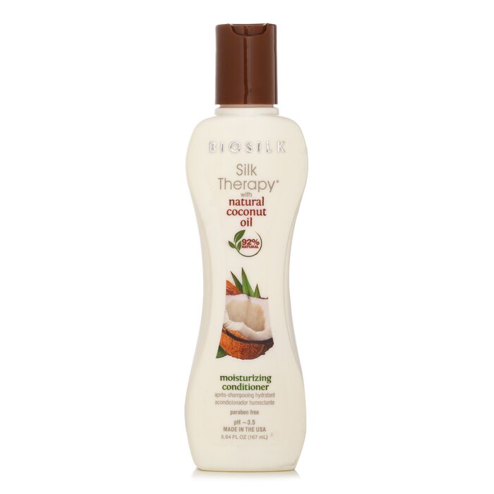 BioSilk Silk Therapy with Coconut Oil Moisturizing Conditioner 167ml/5.64oz hair conditioner for salon & home use