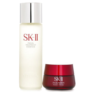 SK II Ageless Beauty Essentials Set: R.N.A. Power Moisturizing Cream 80ml + Facial Treatment Essence 230ml 2pcs