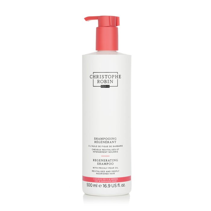 Dry hair shampoo - Christophe Robin Regenerating Shampoo with Prickly Pear Oil - Dry & Damaged Hair 500ml/16.9oz for moisturizing and nourishment.