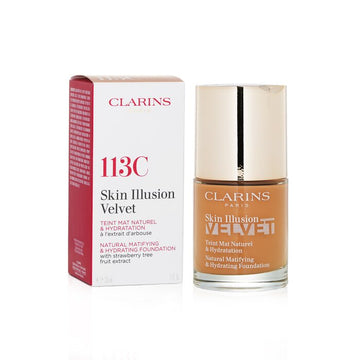 Clarins Skin Illusion Velvet Natural Matifying & Hydrating Foundation, 113C Chestnut 30ml/1oz