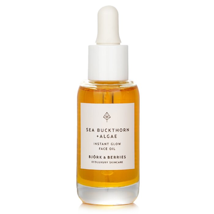 Bjork & Berries Sea Buckthorn+ Algae Instant Glow Face Oil 30ml/1oz for skincare needs