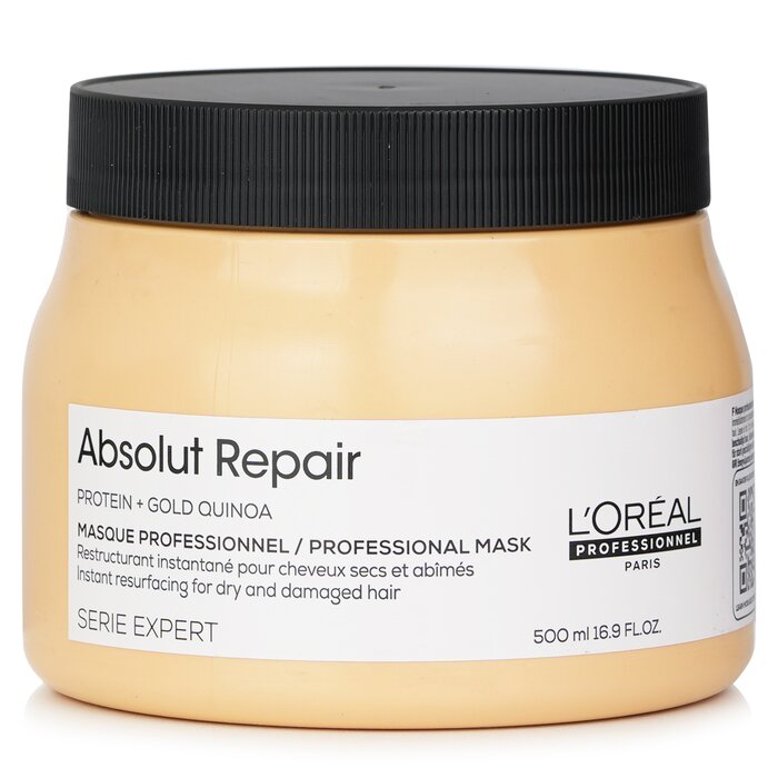 L'Oreal Professionnel Serie Expert - Absolut Repair Gold Quinoa + Protein Instant Resurfacing Mask (For Dry and Damaged Hair) 500ml/16.9oz hair mask for deep conditioning and repair