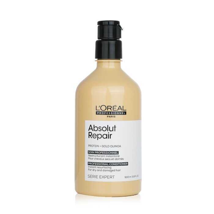 L'Oreal Professionnel Serie Expert - Absolut Repair Protein + Gold Quinoa Instant Resurfacing Conditioner (For Dry & Damaged Hair) 500ml/16.9oz hair conditioner for salon & home use
