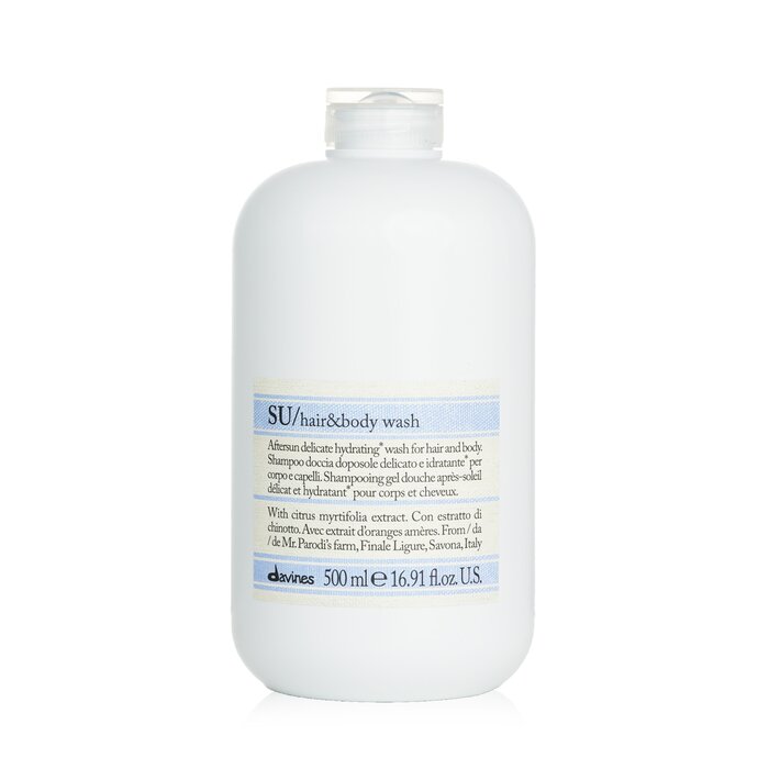 Dry hair shampoo - Davines SU Hair & Body Wash (Salon Size) 500ml/16.91oz for moisturizing and nourishment.