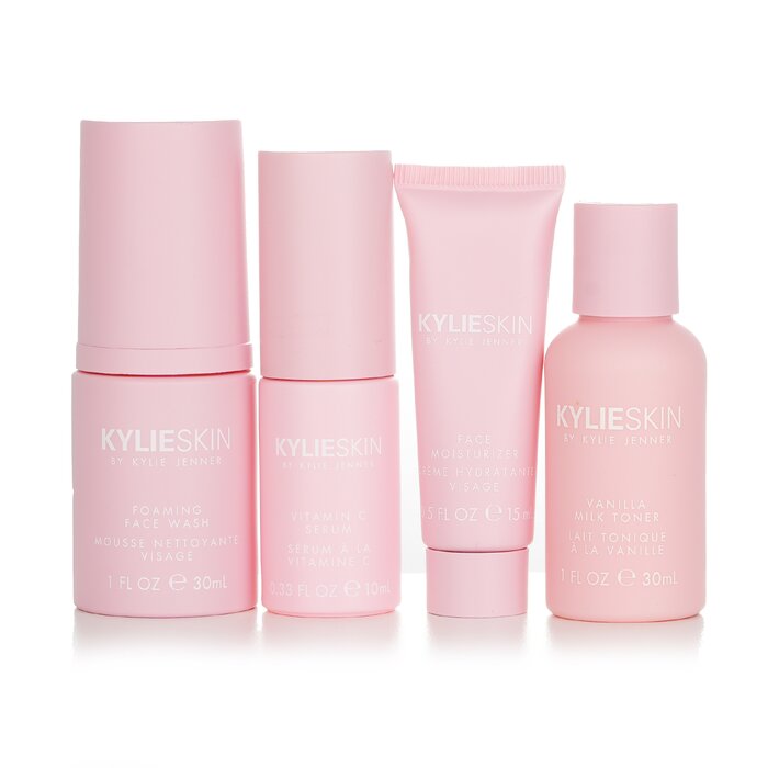 4-step skincare: cleanser, toner, moisturizer & serum. Travel-size for radiant skin.