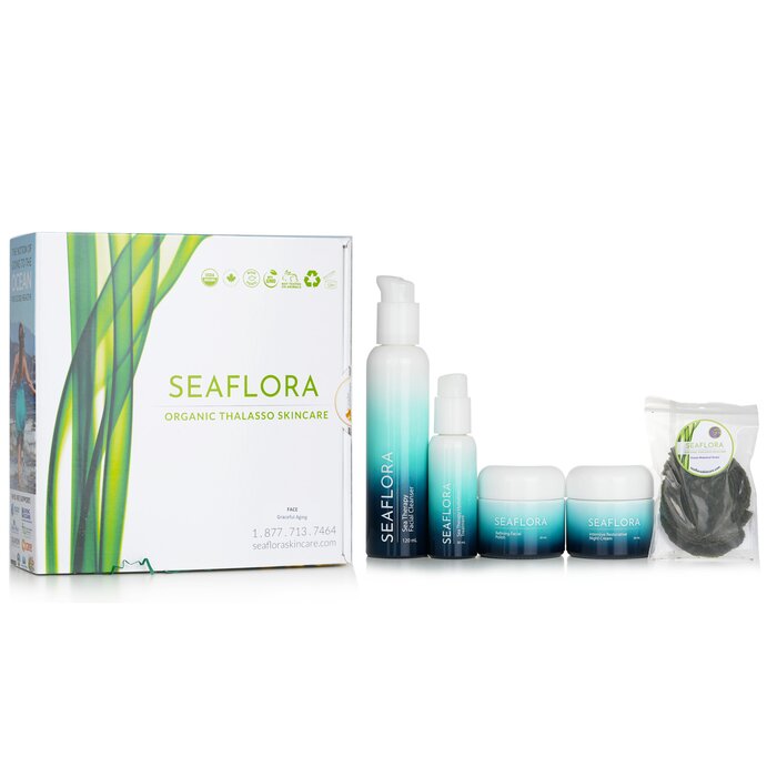 5pc organic marine skincare to combat aging signs. Nourish & restore youthful skin.
