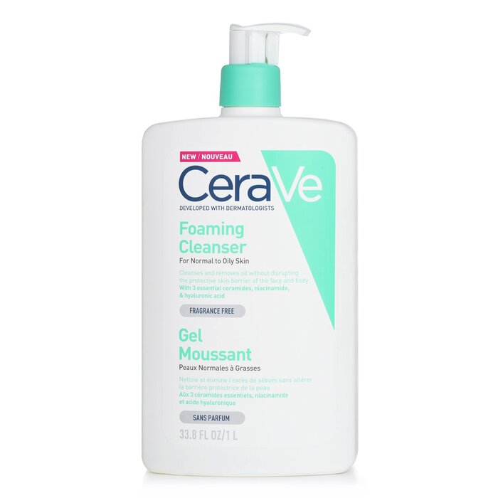 CeraVe Foaming Cleanser with pump for oily and normal skin types