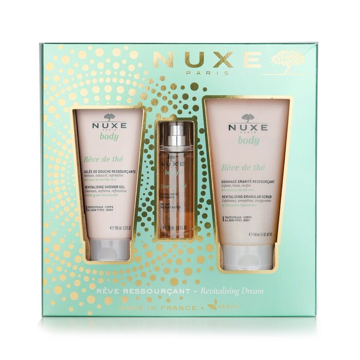 Refresh and revitalize skin with Nuxe 3pc dream set. Restore vitality & glow.