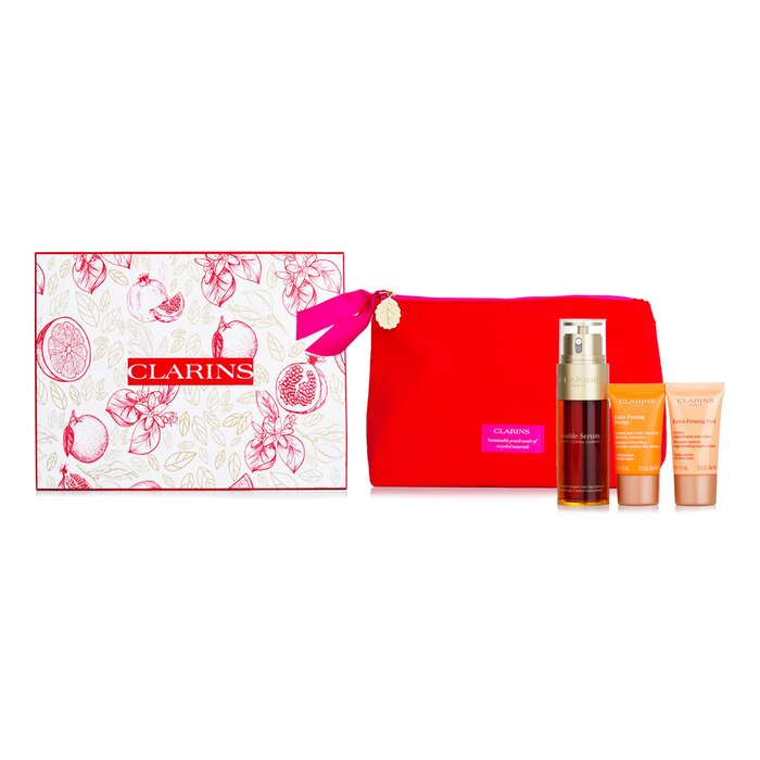 Clarins 3pc firming set with Double Serum smooths & lifts skin. Youthful skin care.