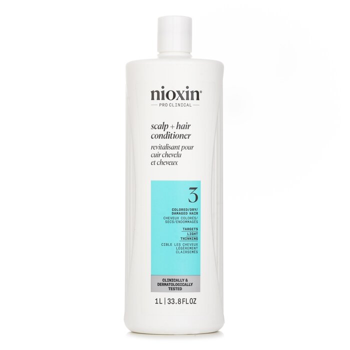 Nioxin Density System 3 Scalp Therapy Conditioner (Colored Hair, Light Thinning, Color Safe) (Random Packaging) 1000ml/33.8oz hair conditioner for salon & home use