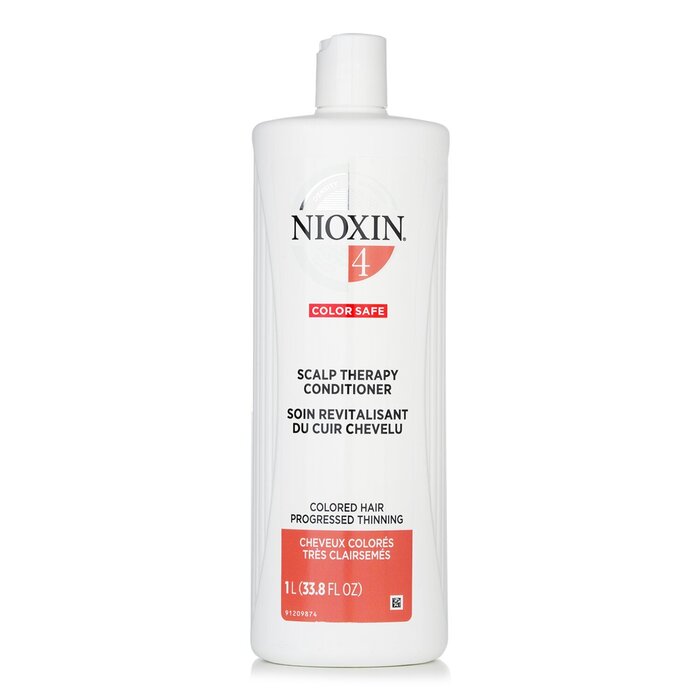 Nioxin Density System 4 Scalp Therapy Conditioner (Colored Hair, Progressed Thinning, Color Safe) 1000ml/33.8oz hair conditioner for salon & home use
