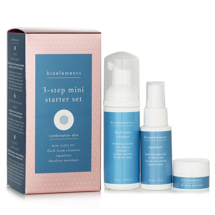 3-step Bioelements kit for combination skin. Cleanse, tone & balance skin daily.