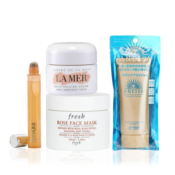 La Mer Moisturizing Cream 30ml + Anessa Sunscreen Gel SPF50 90g + Fresh Rose Face Mask 100ml + Clinique Eye Serum 15m 4pcs