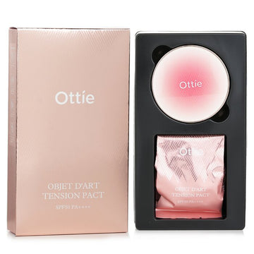 Ottie Objet D’art Tension Pact SPF50 PA++++ & Refill, 23 Natural 2x15g/0.52oz