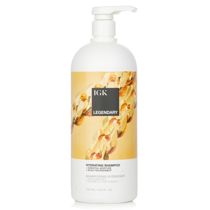 Dry hair shampoo - IGK Legendary Hydrating Shampoo 1000ml/33.8oz for moisturizing and nourishment.