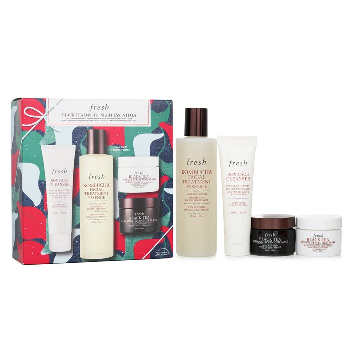 Fresh Black Tea Skincare Set – 4pcs – for smoothing routine