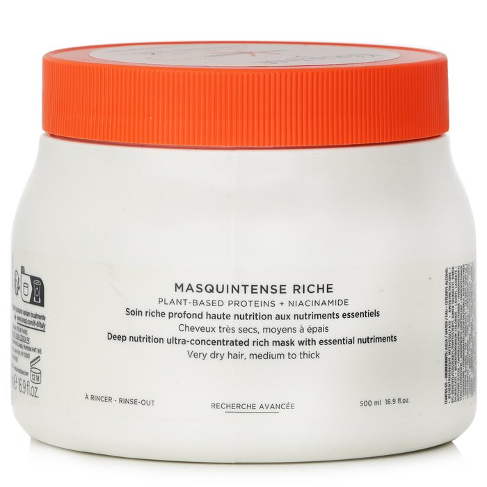 Kerastase Nutritive Masquintense Riche Deep Nutrition Ultra Concentrated Rich Mask With Essential Nutriments 500ml/16.9oz hair mask for deep conditioning and repair