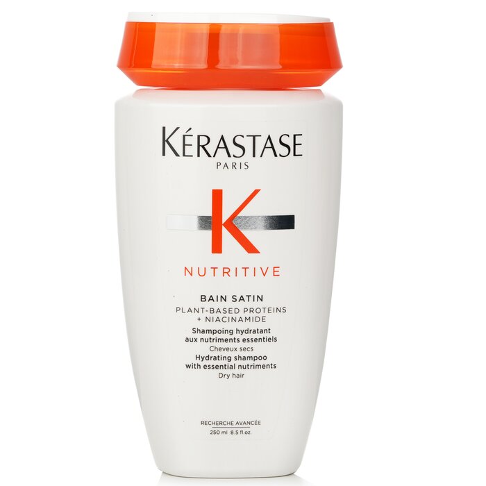 Dry hair shampoo - Kerastase Nutritive Bain Satin Hydrating Shampoo With Essential Nutriments (Dry Hair) 250ml/8.5oz for moisturizing and nourishment.