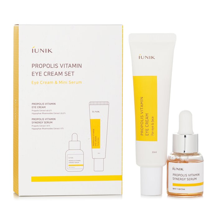 Brighten and soothe eyes with iUNIK Propolis vitamin eye cream 2pc set. Reduce puffiness.