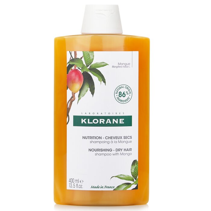 Dry hair shampoo - Klorane Shampoo with Mango (Nourishing Dry Hair) 400ml/13.5oz for moisturizing and nourishment.