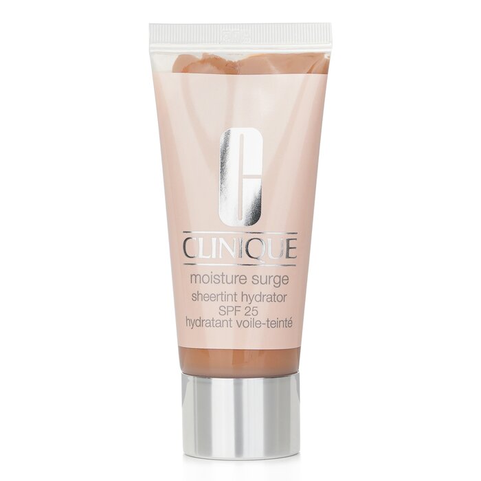 Clinique Moisture Surge Sheertint Hydrator SPF 25, Universal Medium, for hydrated, glowing skin.