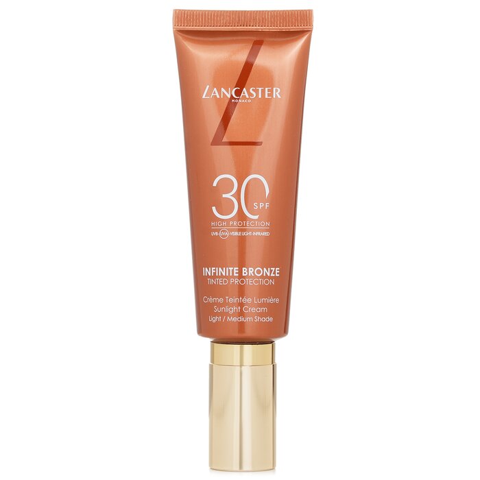 Lancaster Infinite Bronze Sunlight Cream SPF 30 for light to medium skin tones.