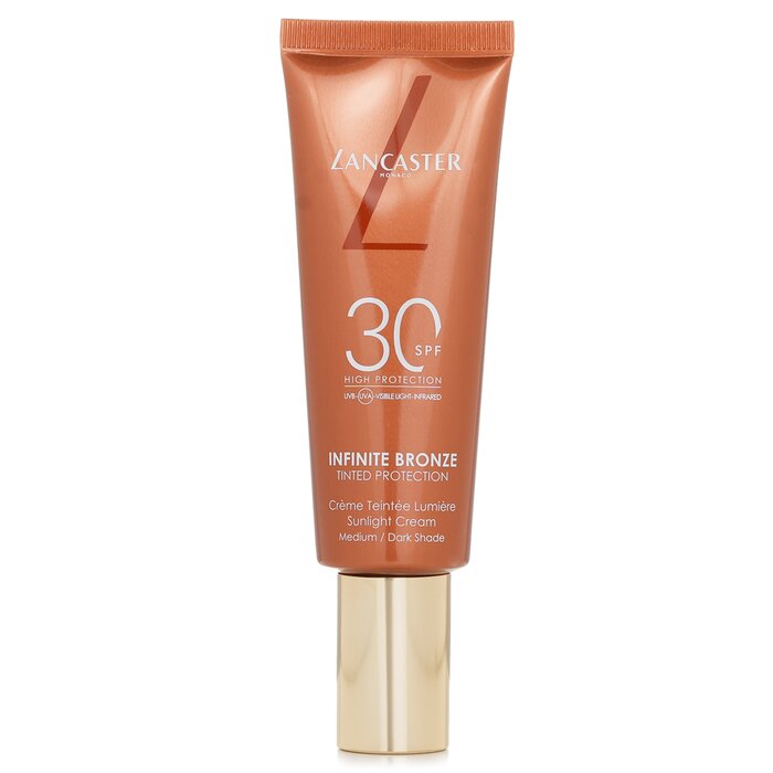 Lancaster Infinite Bronze Sunlight Cream SPF 30 for medium to dark skin tones.